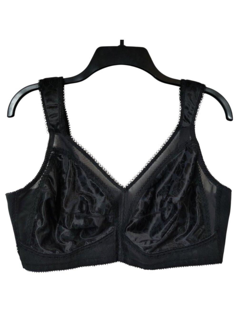 Underscore 40C Black Satin Floral Wireless Full Coverage Bra Style 4735